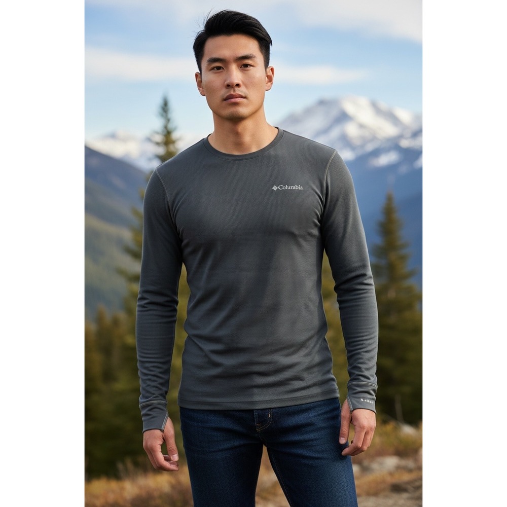 Columbia Men's Omni Heat Long Sleeve Thermal Base Layer Top Gray S P Heavyweight